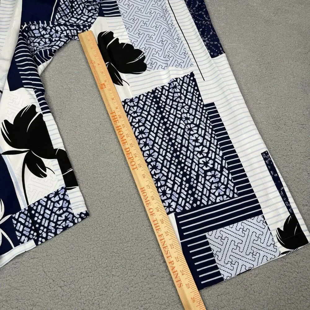 Natori Kabuki Pajama Set Womens L Indigo Floral Print 2-Piece Lounge Sleep NWT